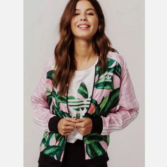 Adidas x FARM RIO Track Jacket XS Palm Leaf Print Tropical Superstar DH3071 - Picture 4 of 11